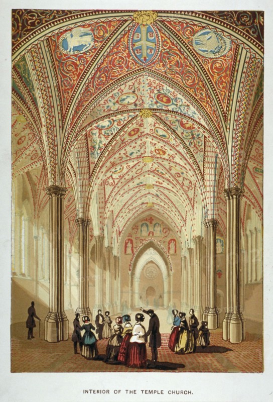 Interior view of Temple Church, City of London, c1860. Artist: Anon