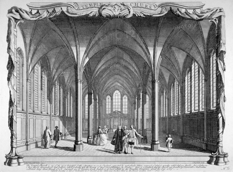 Interior view of Temple Church, City of London, 1750. Artist: John Boydell