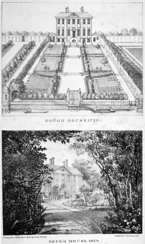 Two views of Gough House, West Road, Chelsea, London, c1830. Artist: Charles Joseph Hullmandel