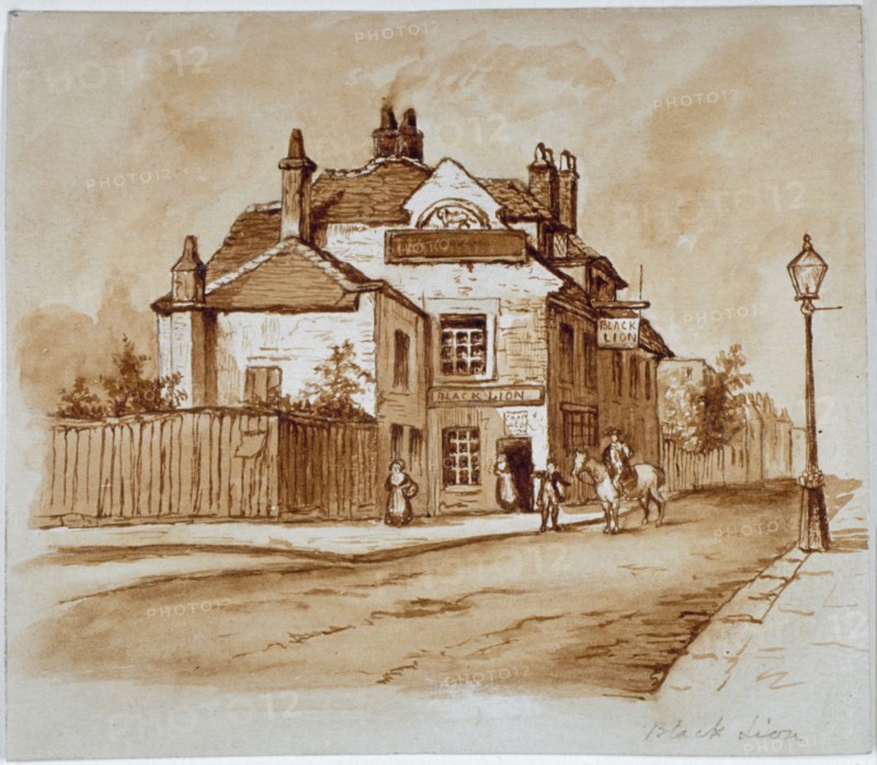 View of the Black Lion Inn, Church Street, Chelsea, London, 1860. Artist: Anon