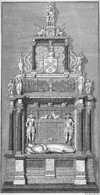 Memorial to Thomas Sutton in the chapel of Charterhouse, Finsbury, London. Artist: Anon