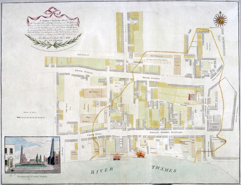 Plan of the fire that took place at Ratcliff in Stepney, London, in 1794. Artist: Anon