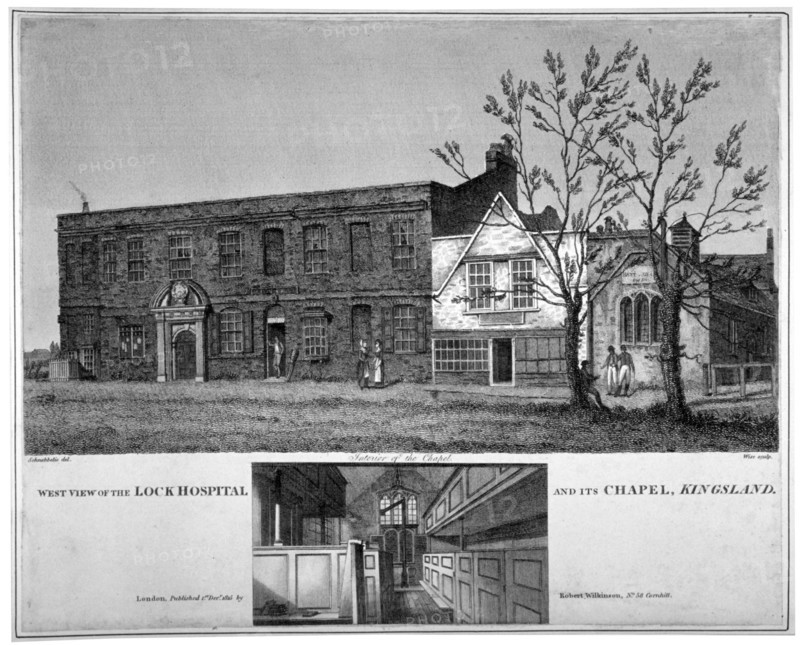 West view of the Lock Hospital, Kingsland Road, Hackney, London, 1815. Artist: William Wise