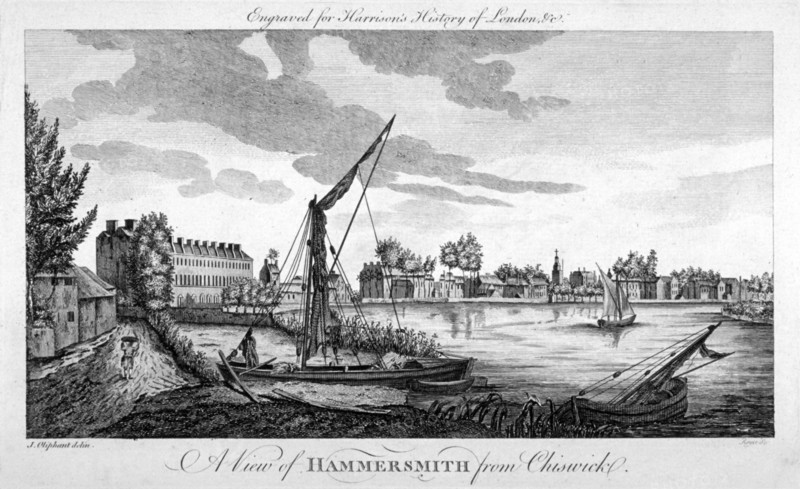View of Hammersmith from Chiswick, London, c1770. Artist: John Royce