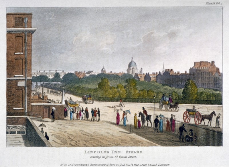 Lincoln's Inn Fields, Holborn, London, 1810. Artist: Anon