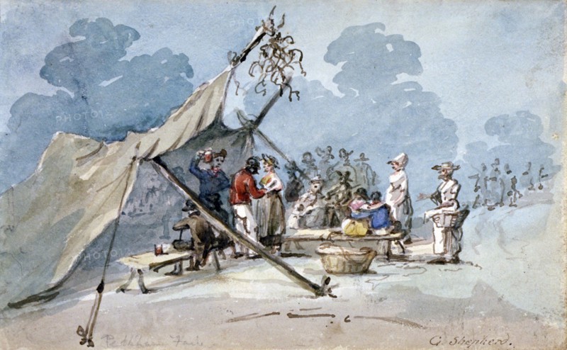 View of people attending Peckham Fair, London, c1820. Artist: George Shepherd