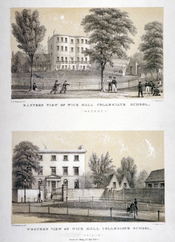Two views of Wick Hall Collegiate School, Hackney, London, c1830. Artist: TJ Rawlins