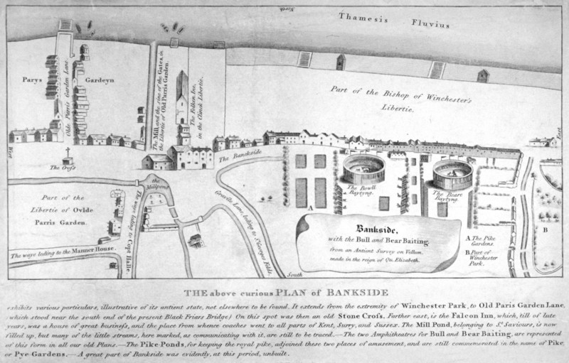 Plan of Bankside, Southwark, London, c1570. Artist: Anon