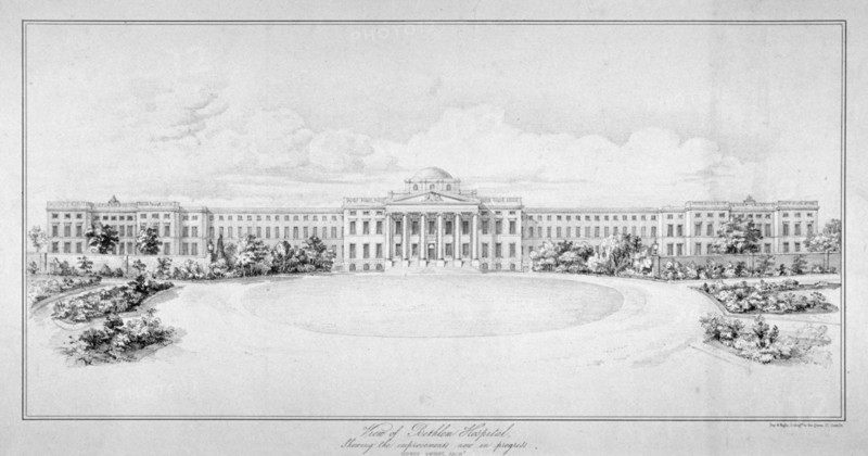 View of the new Bethlem Hospital, Southwark, London, c1825. Artist: Day & Haghe
