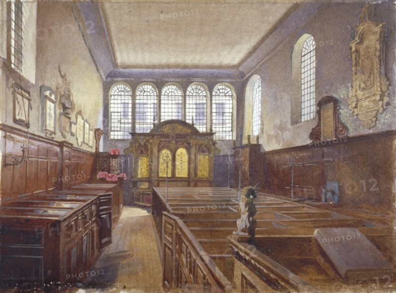 Interior view of the Church of St Matthew, Friday Street, City of London, 1881. Artist: John Crowther