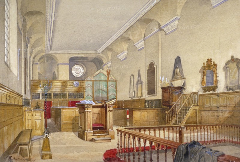 Interior view of St Michael's Church, Wood Street, City of London, 1888. Artist: John Crowther