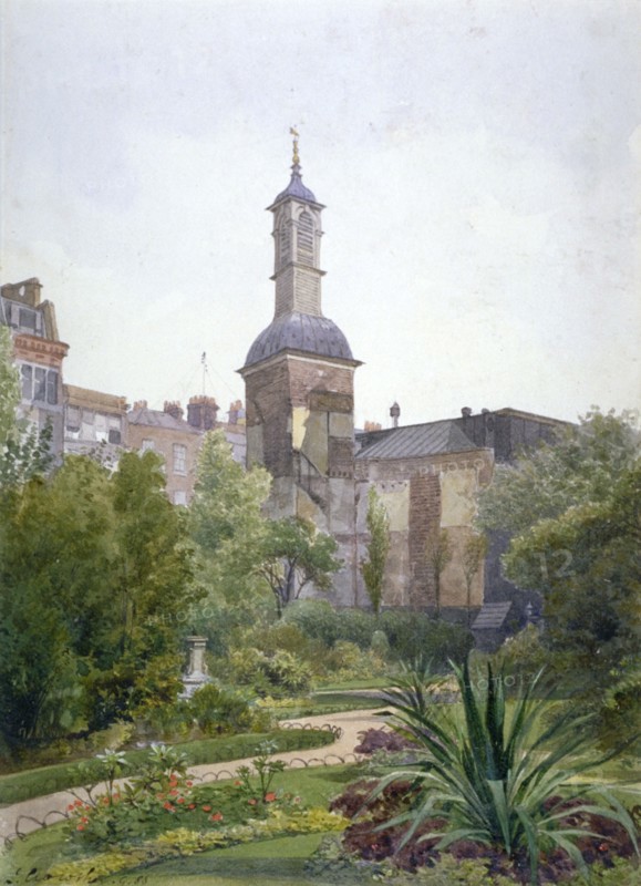 The tower of the Church of St Botolph, Aldersgate, City of London, 1886. Artist: John Crowther