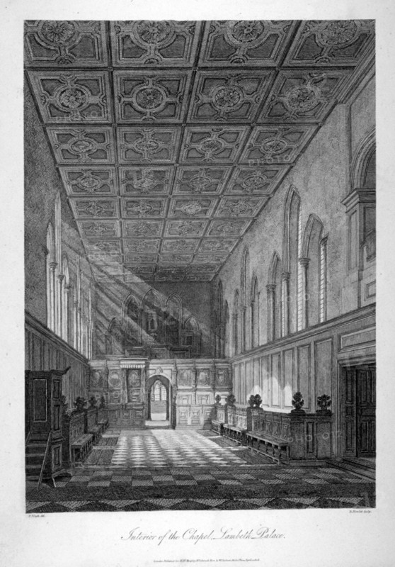 Interior view of Lambeth Palace chapel, London, 1806. Artist: Bartholomew Howlett