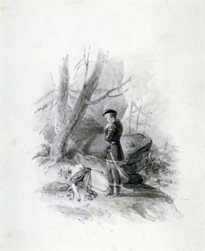 'Fitz-James and the dying Blanche of Devan', 19th century. Artist: Henry Corbould