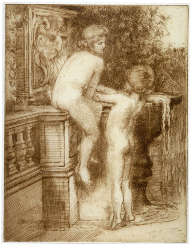 'Two Boys at a Water Fountain', c1864-1930. Artist: Anna Lea Merritt