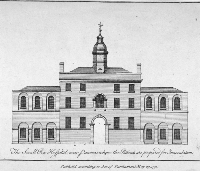 View of the smallpox hospital at Battle Bridge, London, 1771. Artist: Anon
