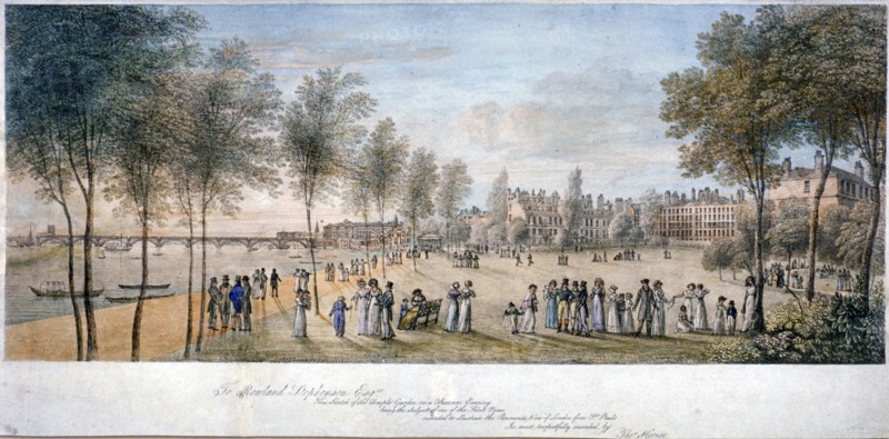 Temple Gardens, London, c1822. Artist: Anon