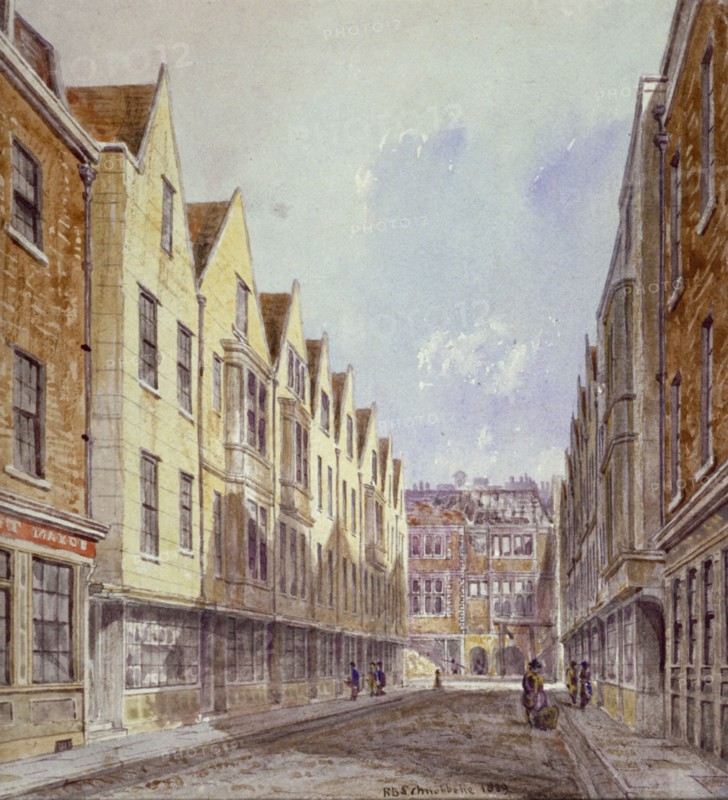 View of Great Winchester Street with Winchester Place visible in the distance, London, 1839. Artist: Robert Blemmell Schnebbelie