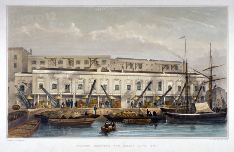 Brewer's Quay, Chester Quay and Galley Quay, Lower Thames Street, City of London, 1841. Artist: Thomas Hosmer Shepherd