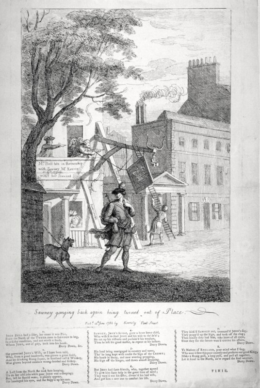 Sawney ganging back again, being turned out of place', 1782. Artist: Francesco Bartolozzi