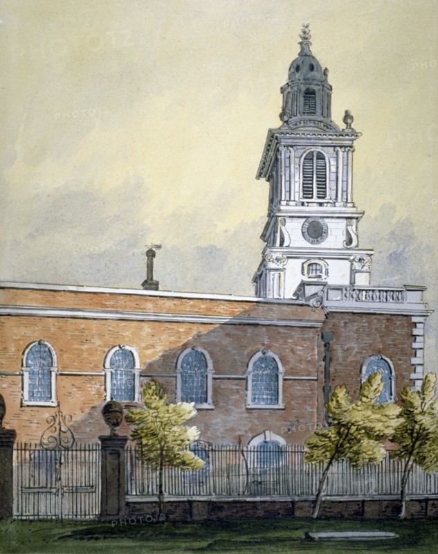 Church of St Botolph without Bishopsgate, City of London, c1815. Artist: William Pearson