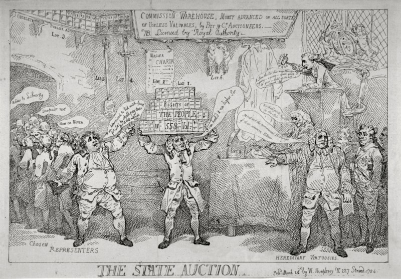 'The State Auction', 1784. Artist: Thomas Rowlandson