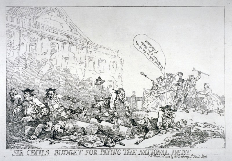 Sir Cecils budget for paying the national debt', 1874. Artist: Thomas Rowlandson