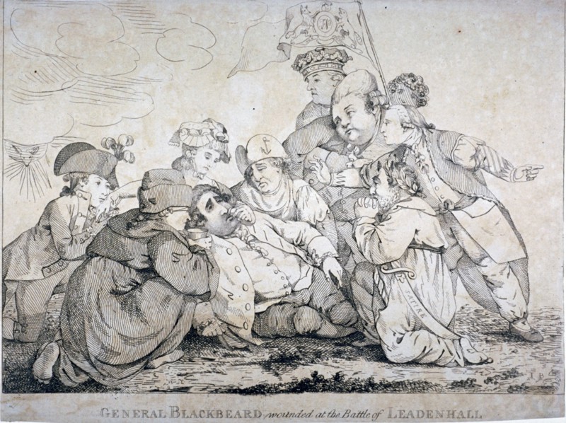 General Blackbeard wounded at the battle of Leadenhall', 1784. Artist: Anon