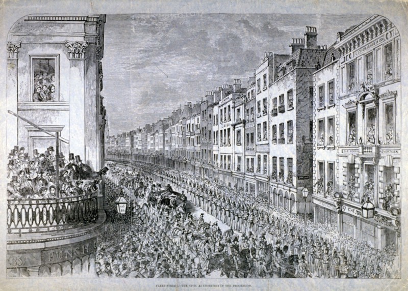 Fleet Street - the Civic Authorities in the Procession', City of London, c1850. Artist: Anon