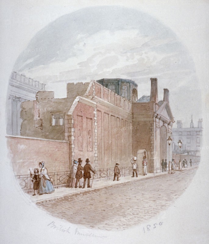 Part of a wall of the old British Museum, Bloomsbury, London, 1850. Artist: James Findlay
