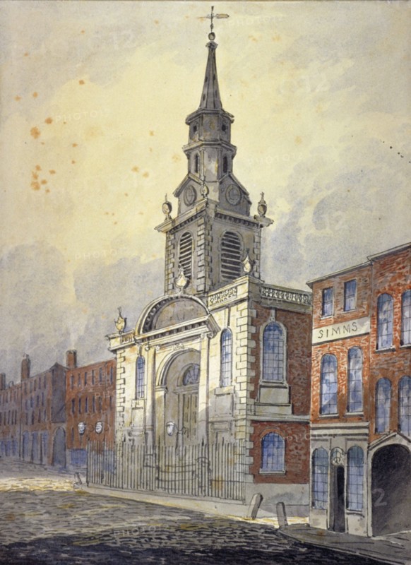 St George's Church, Borough High Street, Southwark, London, c1815. Artist: William Pearson