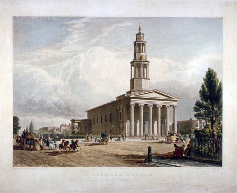 St Pancras New Church on the Euston Road, London, c1822. Creators: T Kearnan, Richard Gilson Reeve.