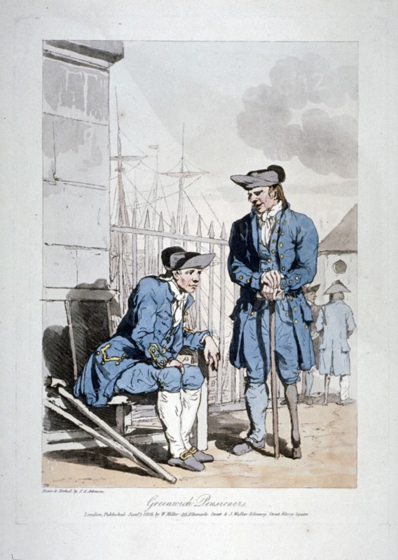 'Greenwich Pensioners', 1808. Artist: John Augustus Atkinson