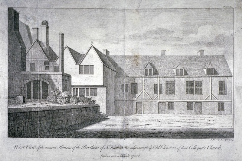 West view of the Church of St Katherine by the Tower, Stepney, London, 1764. Artist: F Perry