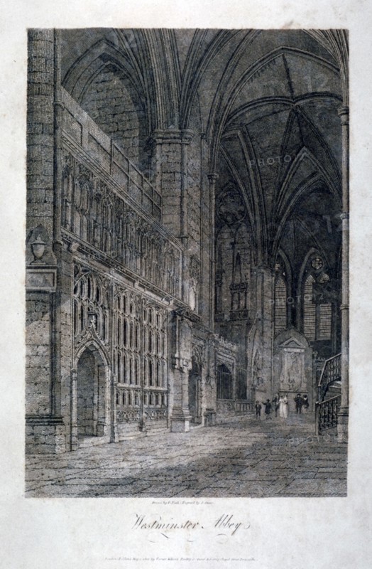 Interior view of Westminster Abbey, London, 1805. Artist: James Sargant Storer