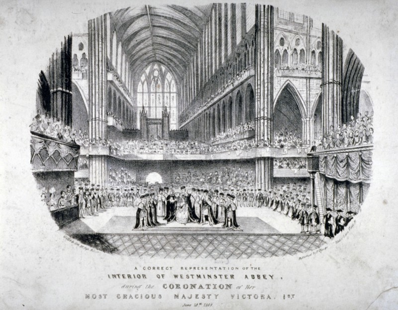The coronation of Queen Victoria in Westminster Abbey, London, 1838. Artist: W Clark