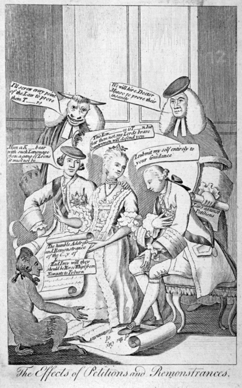 'The effects of petitions and remonstrances', 1770. Artist: Anon