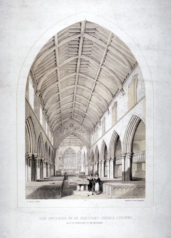 Church of St Dunstan, Stepney, London, 1846. Artist: George Childs
