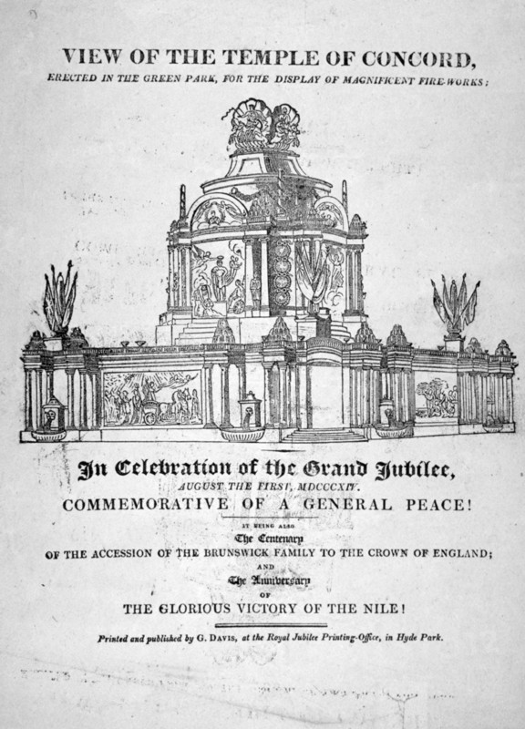 Temple of Concord, Green Park, Westminster, London, 1814. Artist: Anon