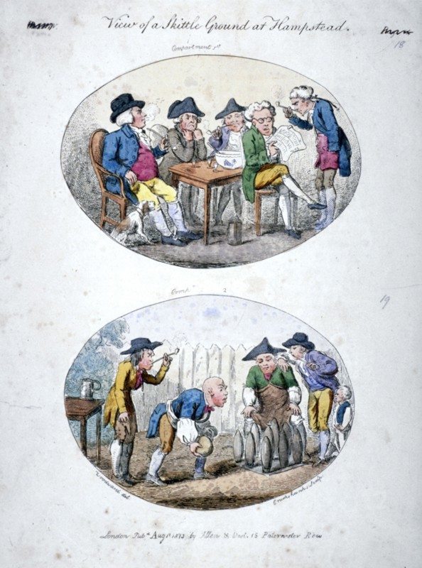 'View of a Skittle Ground at Hampstead', 1813. Artist: George Cruikshank