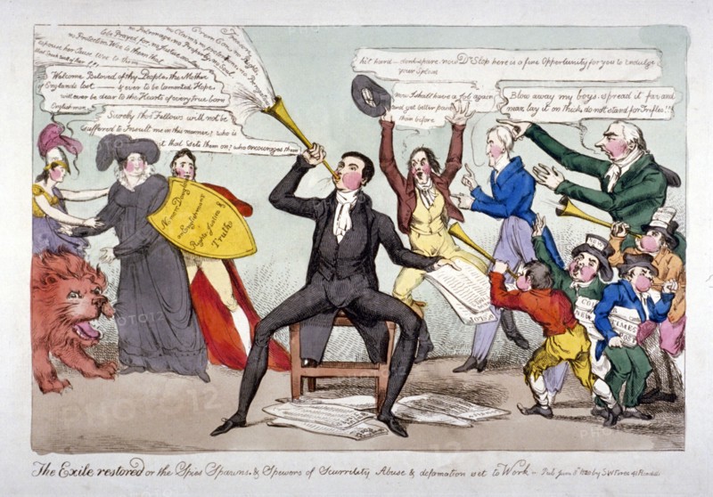 'The exile restored...', 1820. Artist: Anon