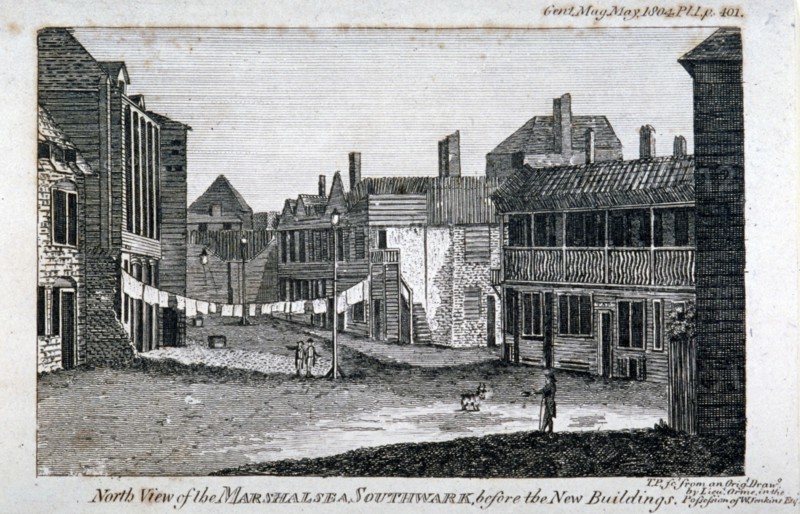 North view of Marshalsea prison on Borough High Street, Southwark, London, 1804. Artist: Anon