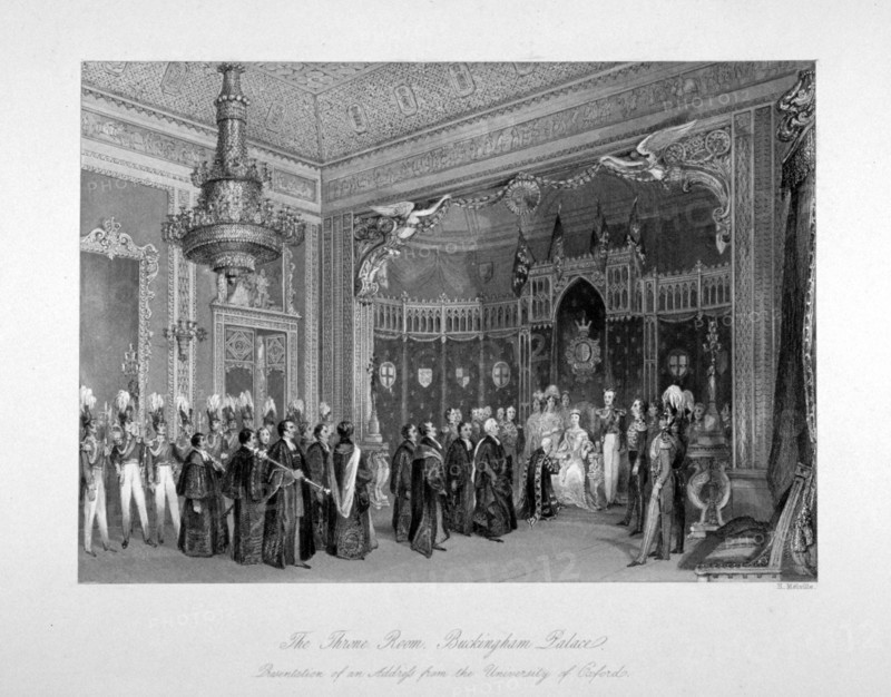 Interior view of the throne room, Buckingham Palace, Westminster, London, c1840. Artist: Harden Sidney Melville