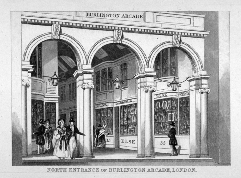 Burlington Arcade, Westminster, London, c1825. Artist: Anon