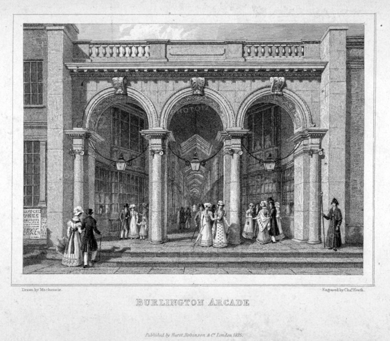 Burlington Arcade, Westminster, London, 1825. Artist: Charles Heath