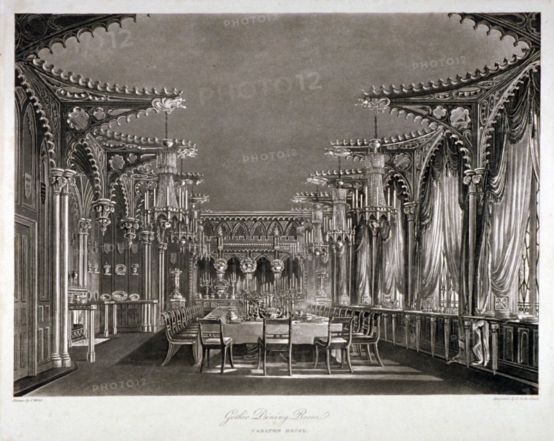 Interior view of the gothic dining room in Carlton House, Westminster, London, 1819. Artist: Thomas Sutherland