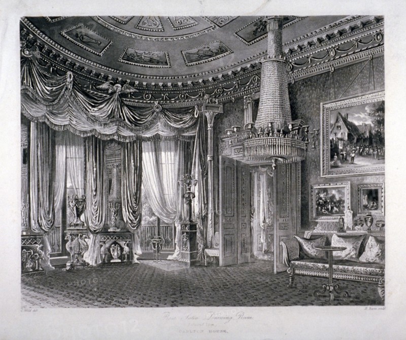 Interior view of the Rose Satin Drawing Room in Carlton House, Westminster, London, 1818. Creator: Richard Gilson Reeve.