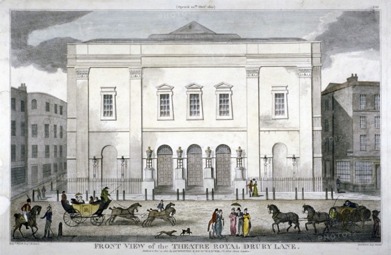 Front view of the Theatre Royal, Drury Lane, Westminster, London, 1812. Artist: Anon