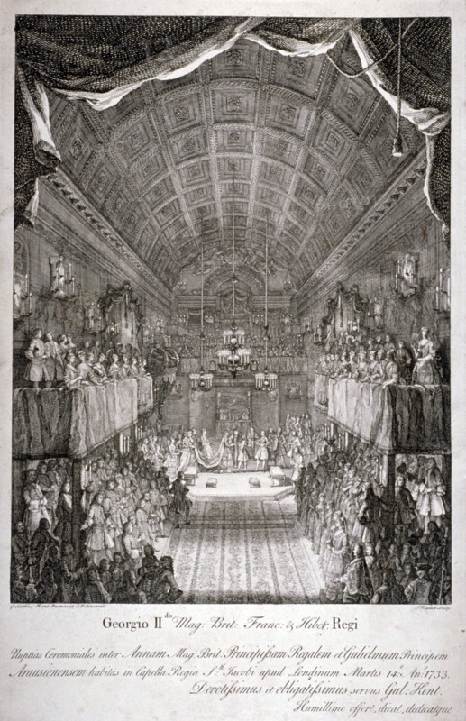 Wedding of Anne, Princess Royal, and William IV of Orange, St James's Palace, London, 1733. Artist: Jacques Rigaud