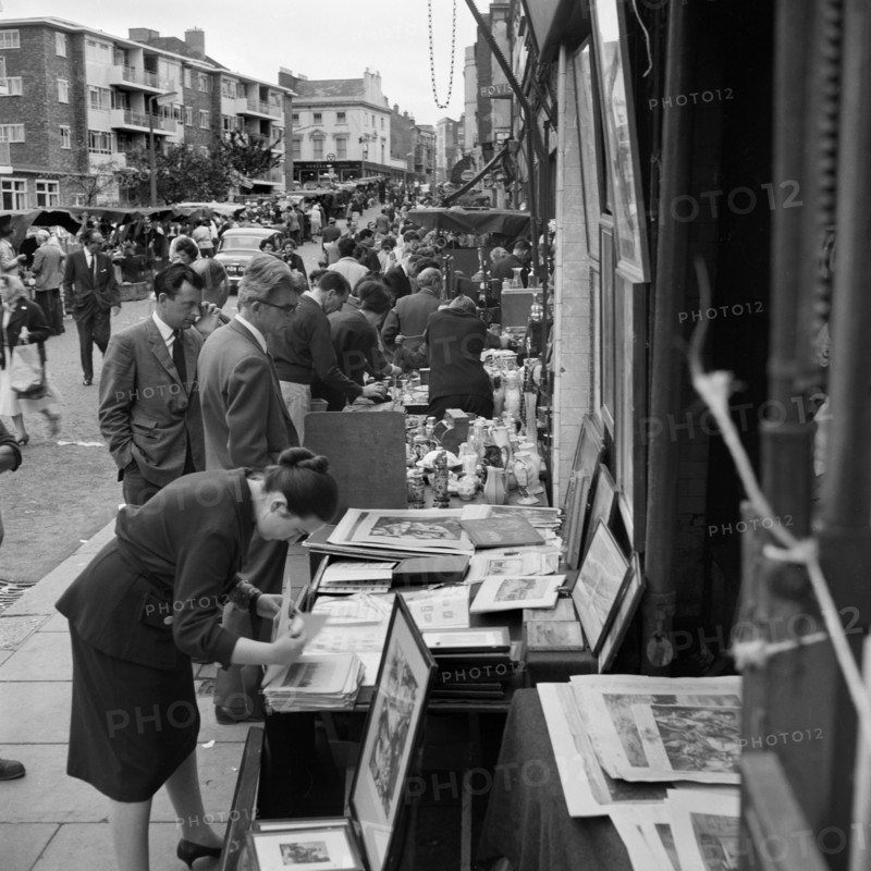 Street market, Portobello Road, Kensington, London, 1962-1964